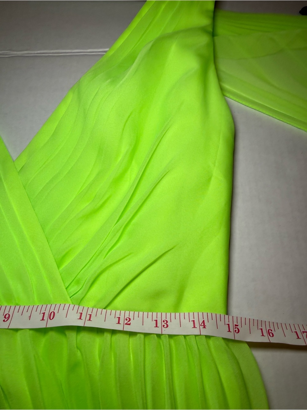 ML Monique Lhuillier Electric Neon Green Pleated Gown Maxi Dress New With Tags 8 - Picture 10 of 15